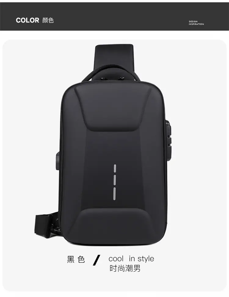 Men's Black Crossbody Shoulder Bag with Logo — feature 26