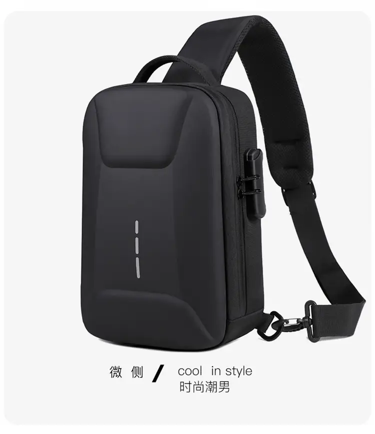 Men's Black Crossbody Shoulder Bag with Logo — feature 27