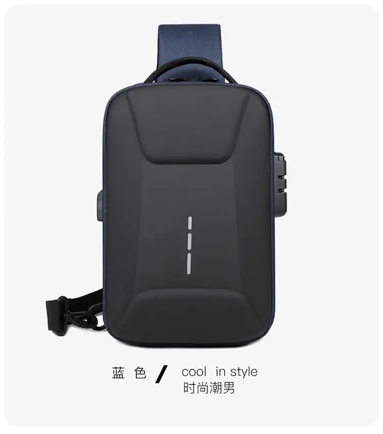 Men's Black Crossbody Shoulder Bag with Logo — feature 28