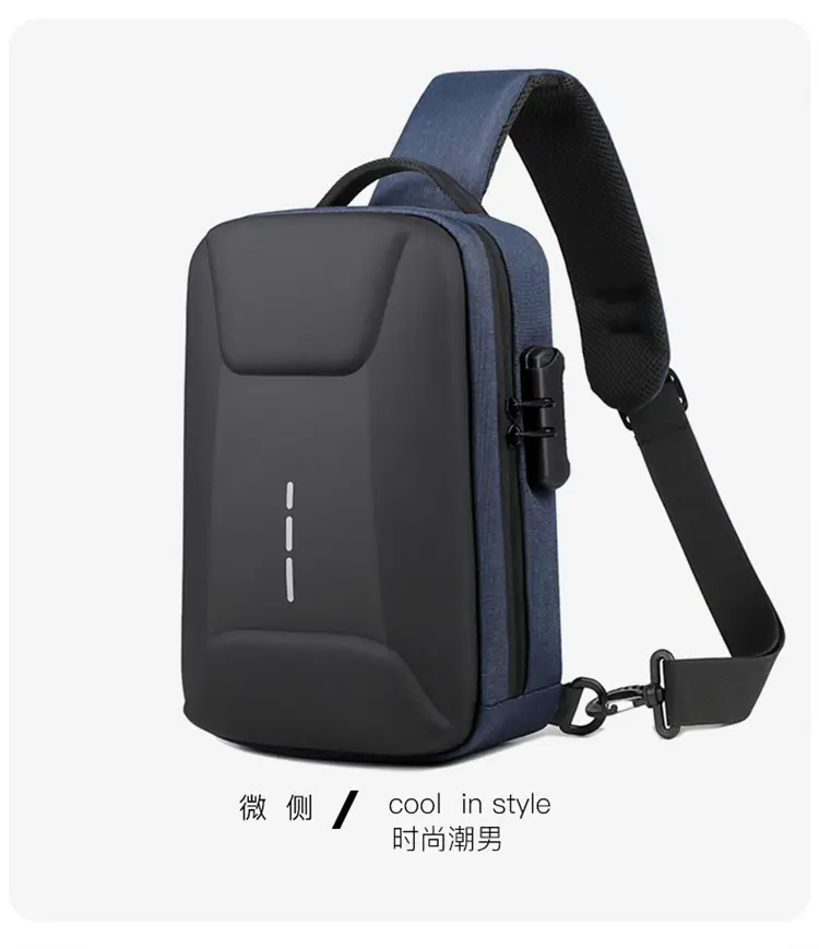 Men's Black Crossbody Shoulder Bag with Logo — feature 29