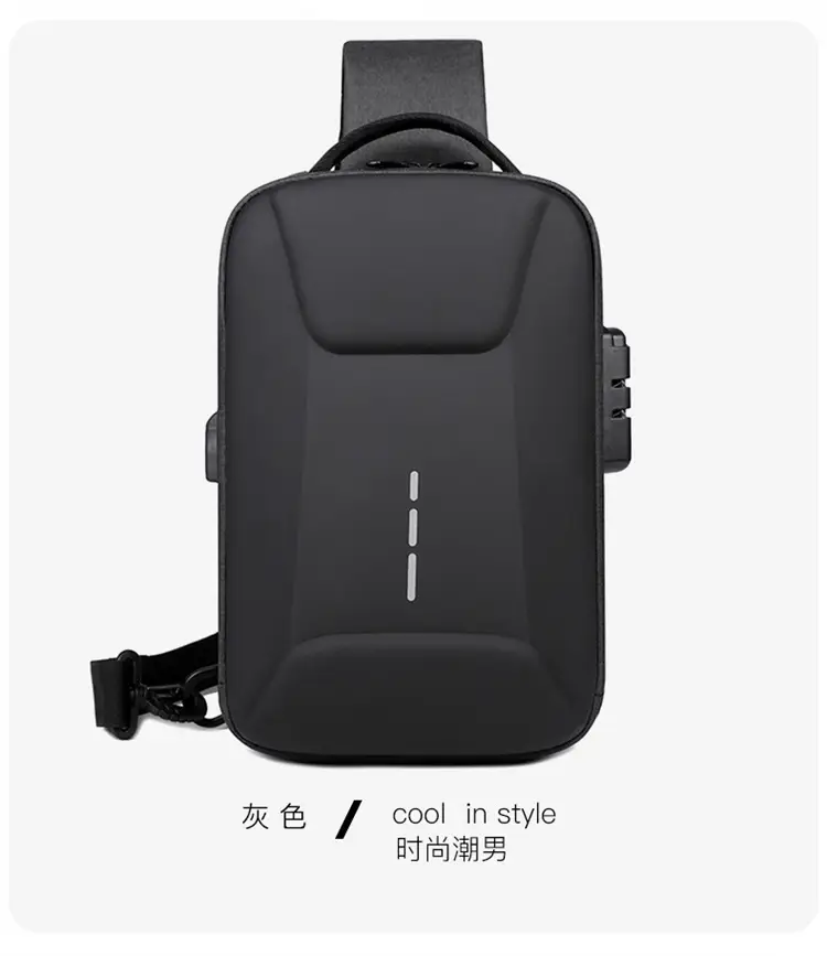 Men's Black Crossbody Shoulder Bag with Logo — feature 30