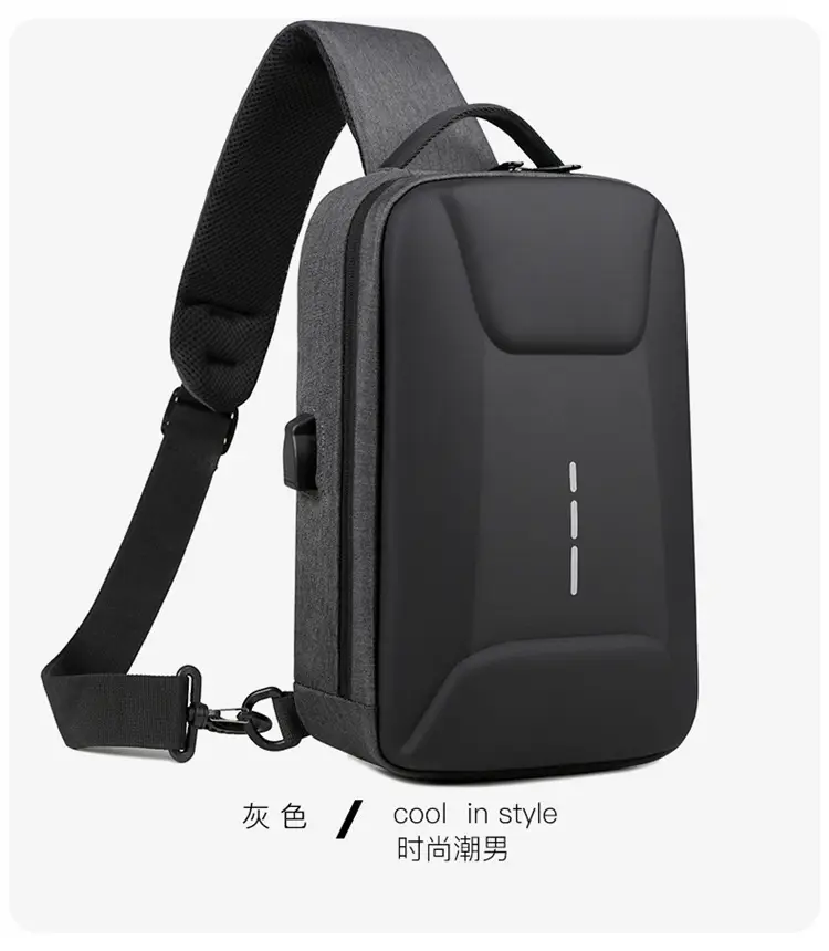 Men's Black Crossbody Shoulder Bag with Logo — feature 31