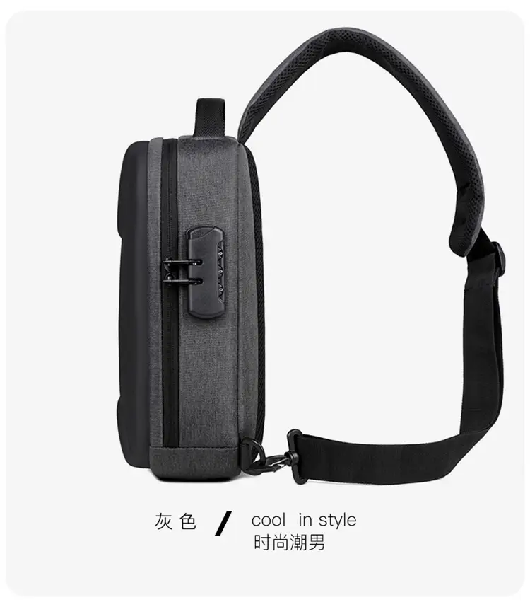 Men's Black Crossbody Shoulder Bag with Logo — feature 32