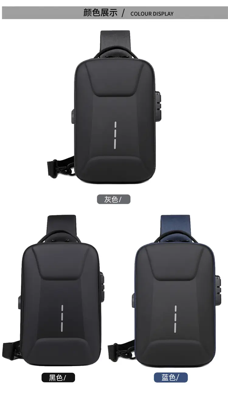 Men's Black Crossbody Shoulder Bag with Logo — feature 6