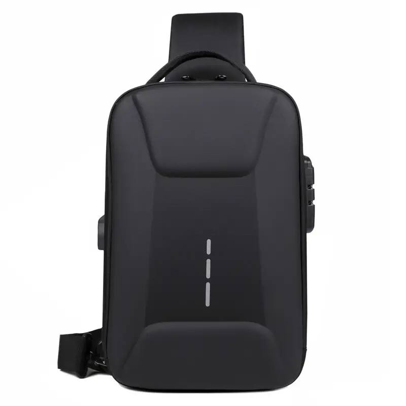 Men's Black Crossbody Shoulder Bag with Logo - Image 2