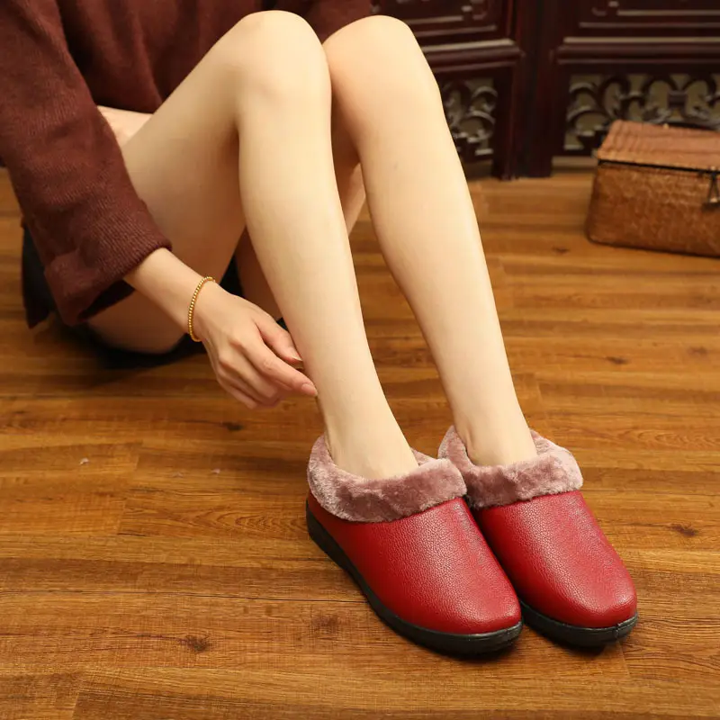 Old Beijing cloth shoes women's cotton shoes thickened waterproof cotton boots leather middle-aged and elderly mother casual shoes source factory - Image 9