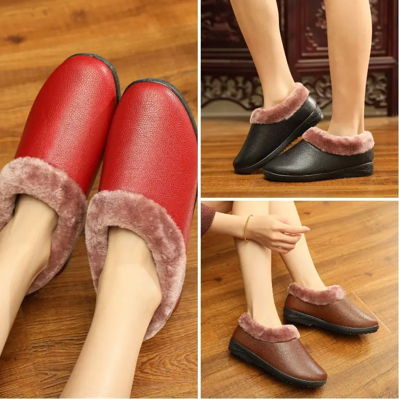 Old Beijing cloth shoes women's cotton shoes thickened waterproof cotton boots leather middle-aged and elderly mother casual shoes source factory - Image 11