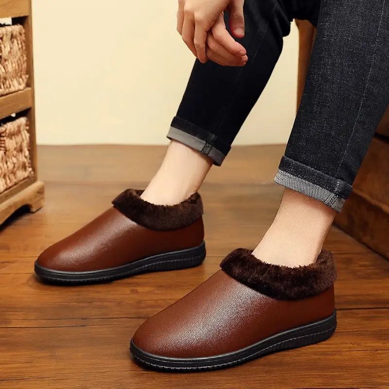Old Beijing cloth shoes women's cotton shoes thickened waterproof cotton boots leather middle-aged and elderly mother casual shoes source factory - Image 7