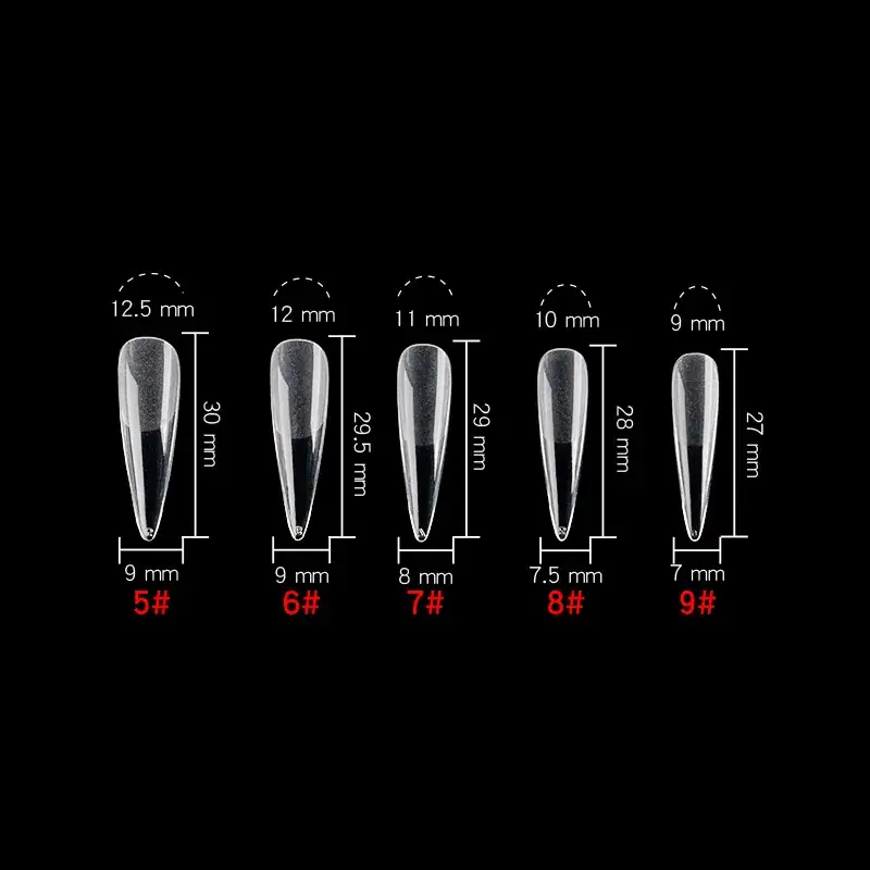 Nail Extensions Full Number Ladder Sharp Water Drop Oval Square 500 Box — feature 25