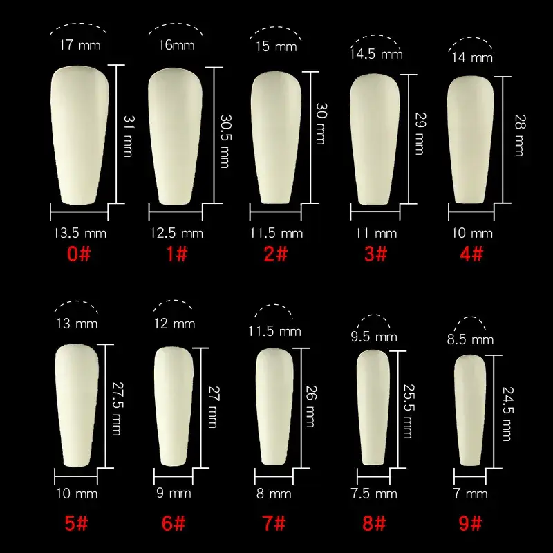 Nail Extensions Full Number Ladder Sharp Water Drop Oval Square 500 Box - Image 11