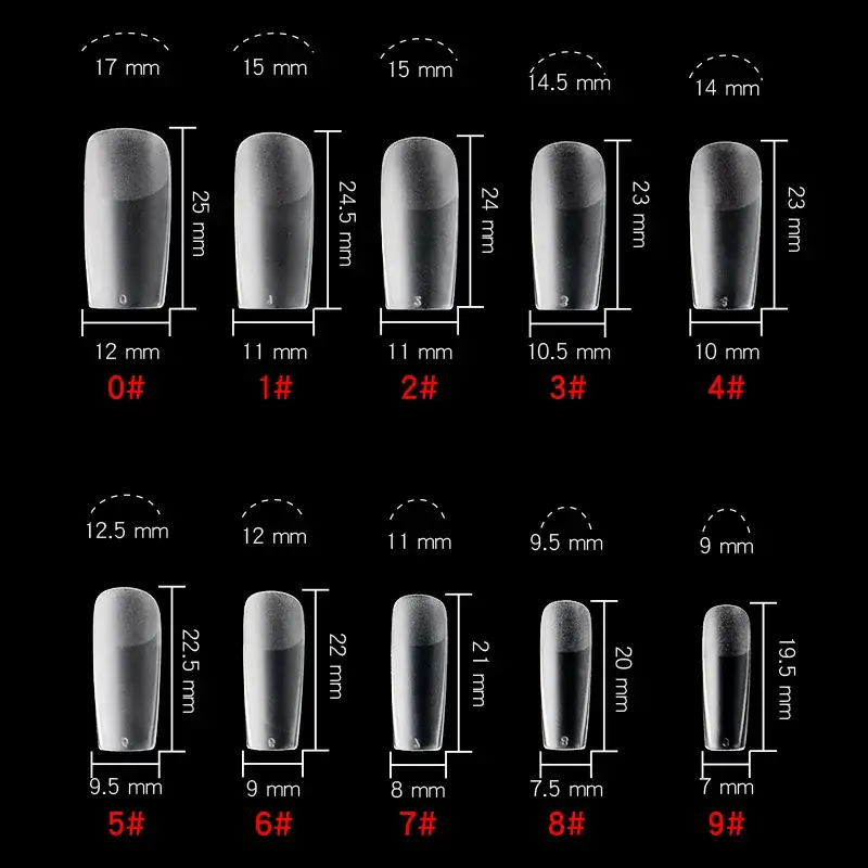 Nail Extensions Full Number Ladder Sharp Water Drop Oval Square 500 Box - Image 12