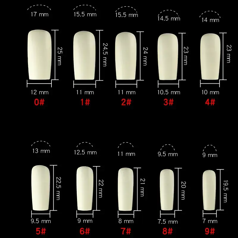Nail Extensions Full Number Ladder Sharp Water Drop Oval Square 500 Box - Image 13