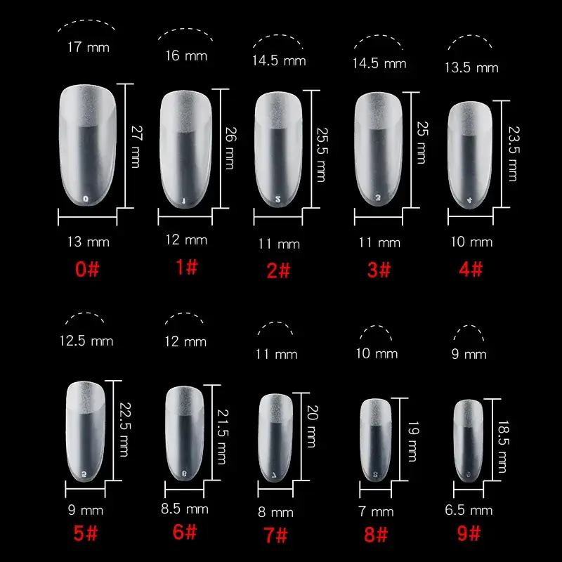 Nail Extensions Full Number Ladder Sharp Water Drop Oval Square 500 Box - Image 14