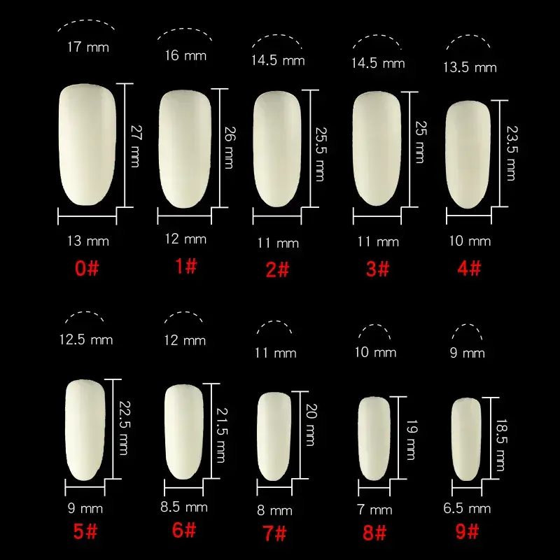 Nail Extensions Full Number Ladder Sharp Water Drop Oval Square 500 Box - Image 15