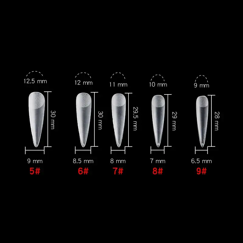 Nail Extensions Full Number Ladder Sharp Water Drop Oval Square 500 Box - Image 16