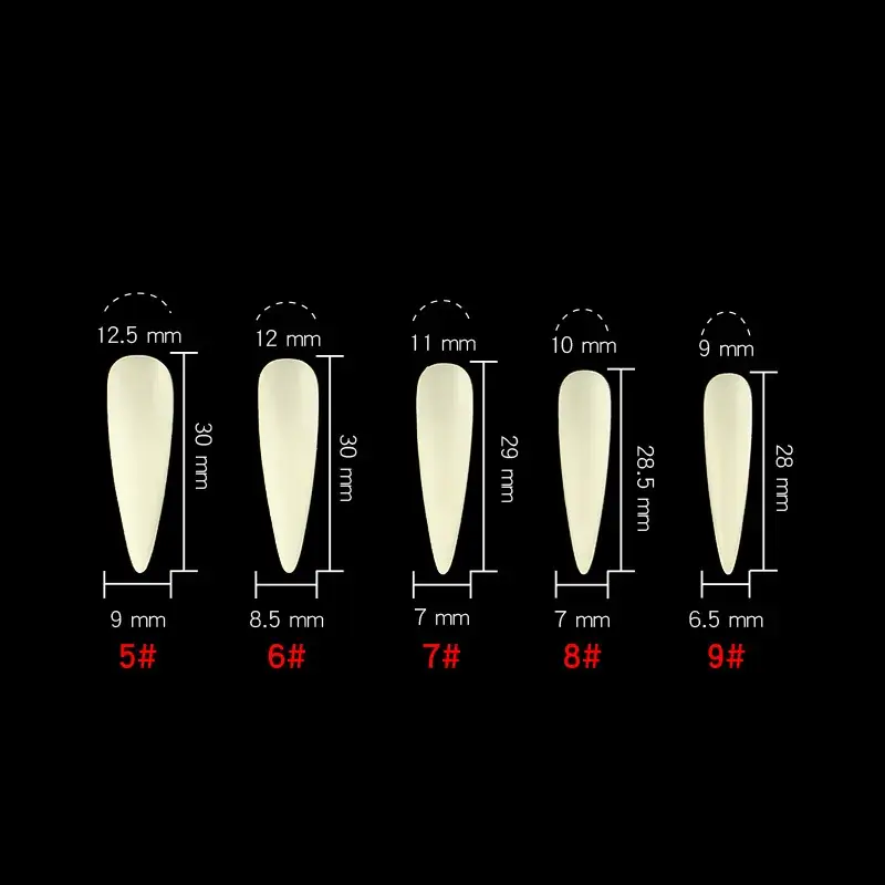 Nail Extensions Full Number Ladder Sharp Water Drop Oval Square 500 Box - Image 17