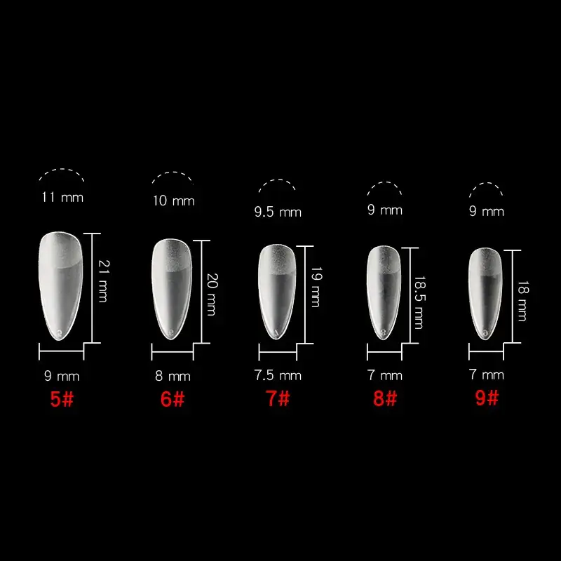 Nail Extensions Full Number Ladder Sharp Water Drop Oval Square 500 Box - Image 18