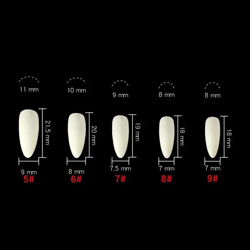 Nail Extensions Full Number Ladder Sharp Water Drop Oval Square 500 Box - Image 19