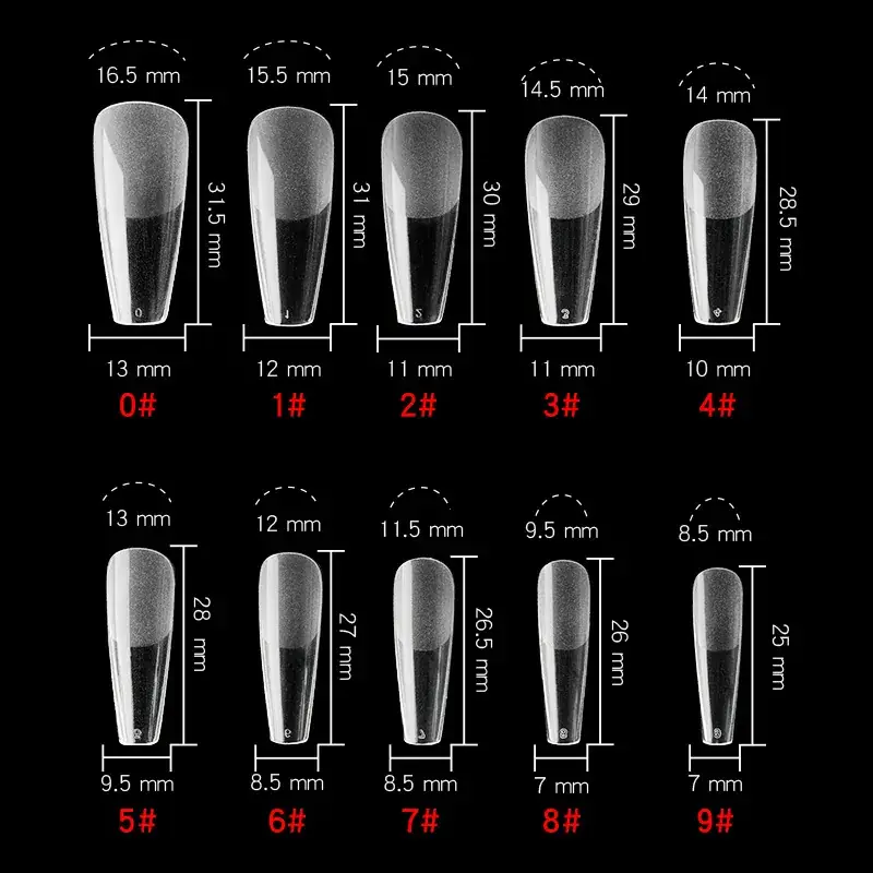 Nail Extensions Full Number Ladder Sharp Water Drop Oval Square 500 Box - Image 3