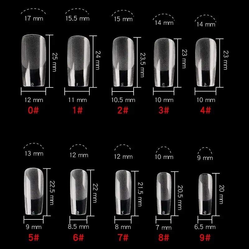 Nail Extensions Full Number Ladder Sharp Water Drop Oval Square 500 Box - Image 4