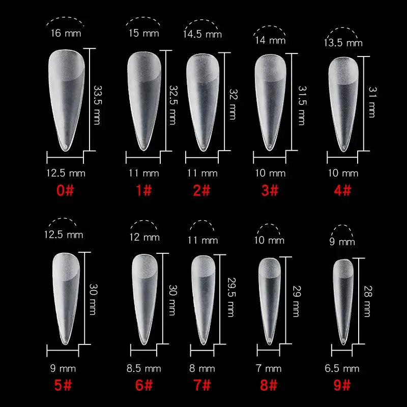 Nail Extensions Full Number Ladder Sharp Water Drop Oval Square 500 Box - Image 6
