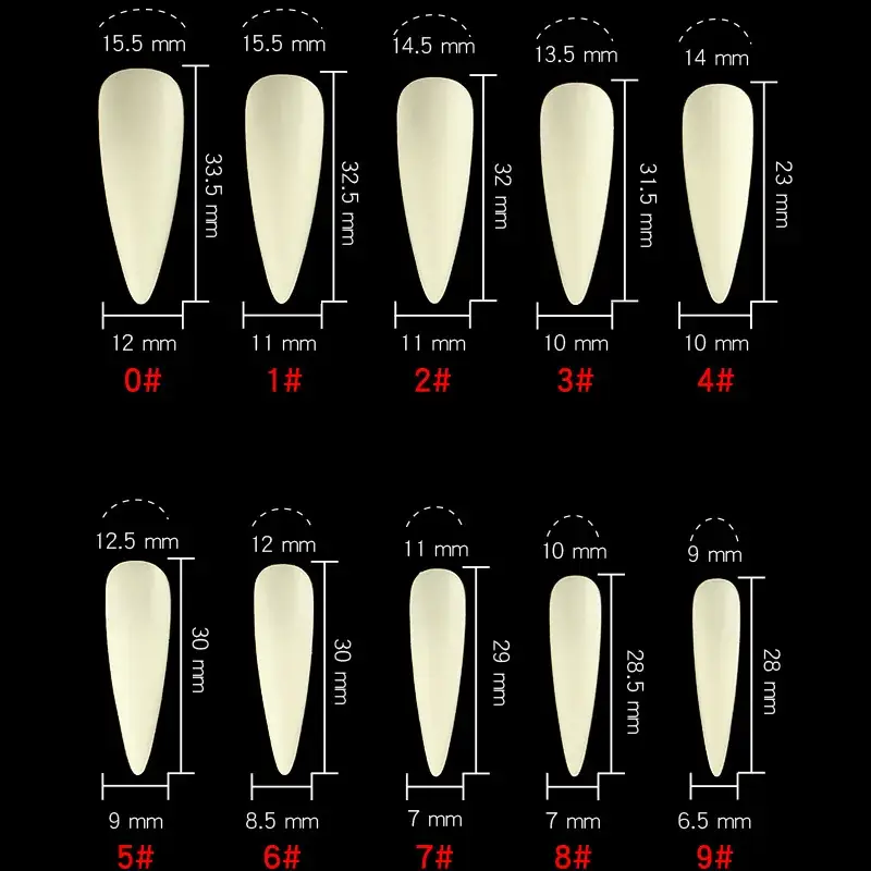 Nail Extensions Full Number Ladder Sharp Water Drop Oval Square 500 Box - Image 7