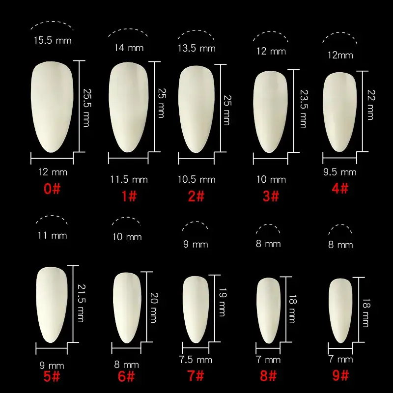 Nail Extensions Full Number Ladder Sharp Water Drop Oval Square 500 Box - Image 9