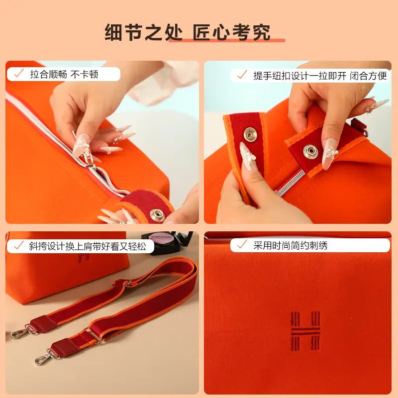 H Family Canvas Cosmetic Bag Large Capacity Shoulder Crossbody Satchel - Image 9