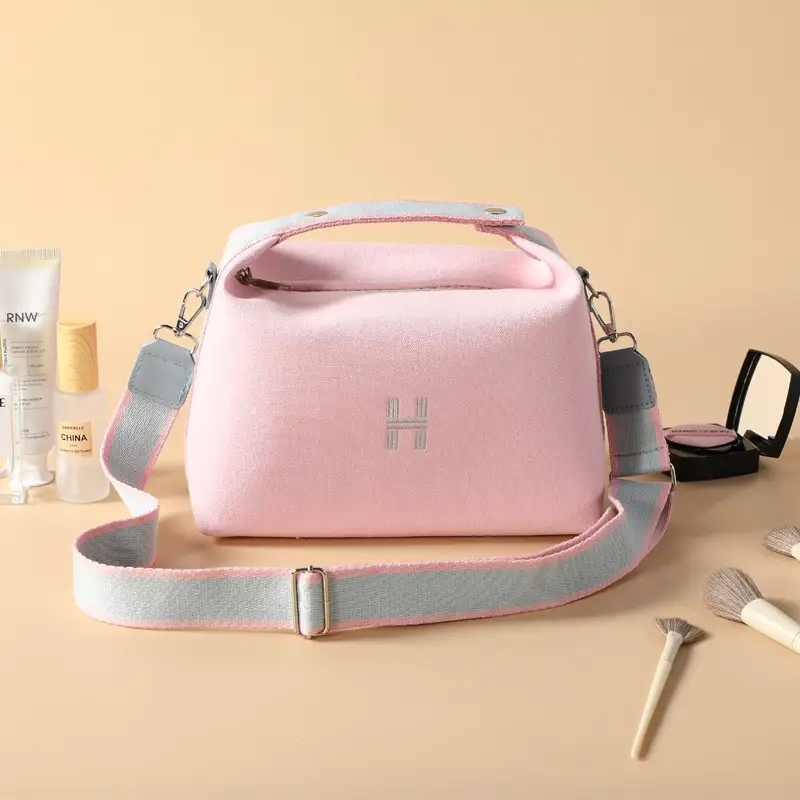 H Family Canvas Cosmetic Bag Large Capacity Shoulder Crossbody Satchel - Image 2