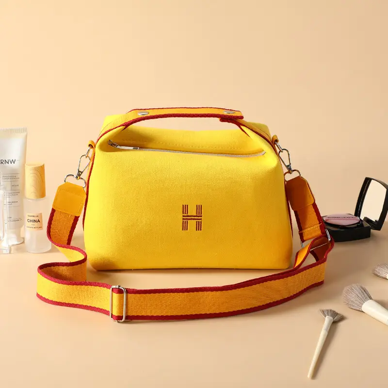 H Family Canvas Cosmetic Bag Large Capacity Shoulder Crossbody Satchel - Image 4
