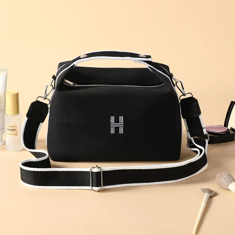 H Family Canvas Cosmetic Bag Large Capacity Shoulder Crossbody Satchel - Image 6