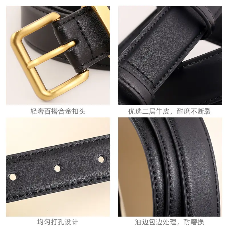 Maroon Genuine Leather Belt with Gold Buckle - Image 20