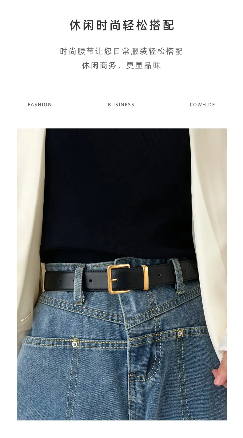 Maroon Genuine Leather Belt with Gold Buckle — feature 14
