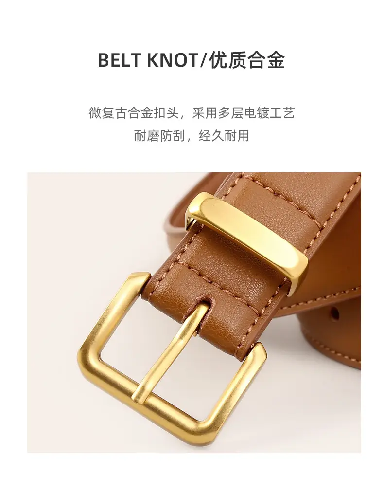 Maroon Genuine Leather Belt with Gold Buckle — feature 19