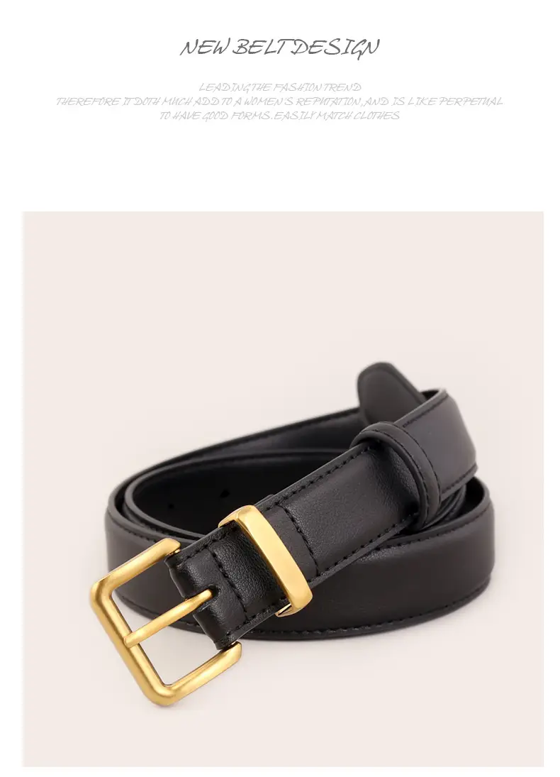 Maroon Genuine Leather Belt with Gold Buckle — feature 24