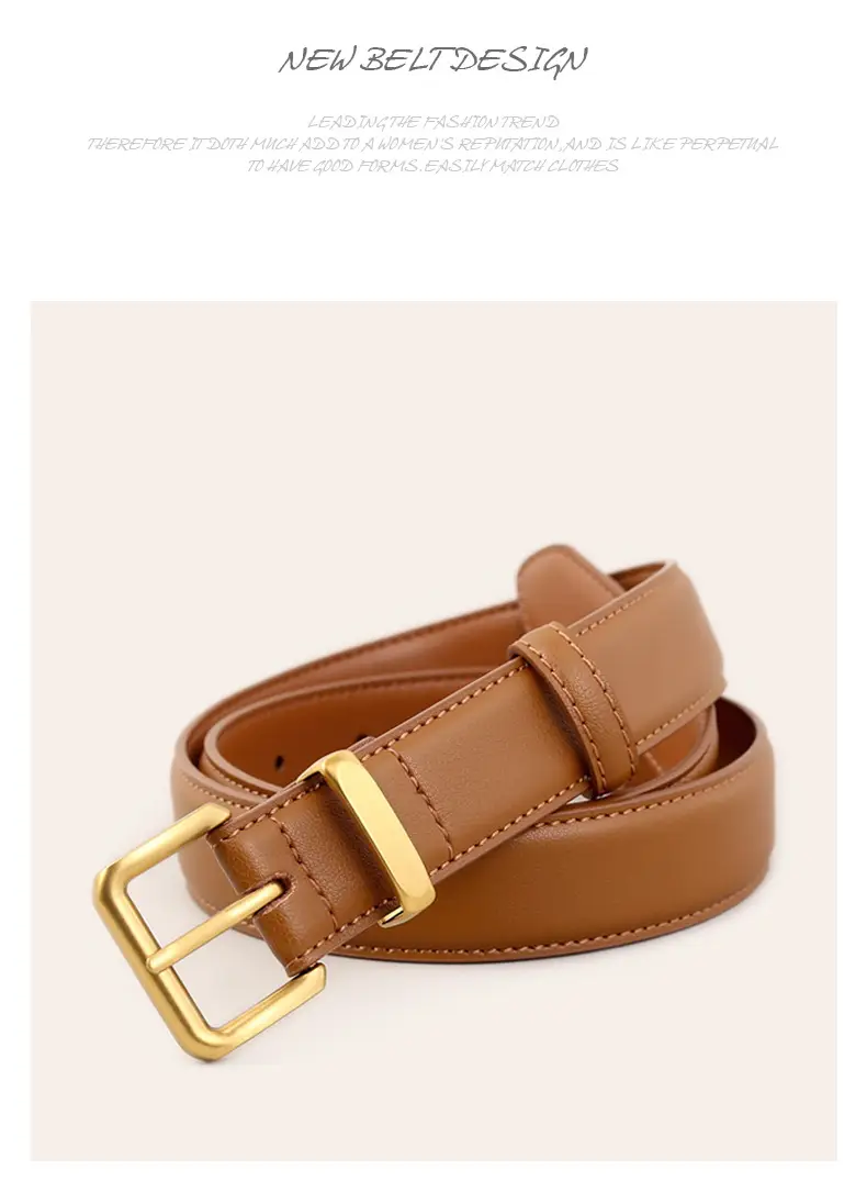 Maroon Genuine Leather Belt with Gold Buckle — feature 25