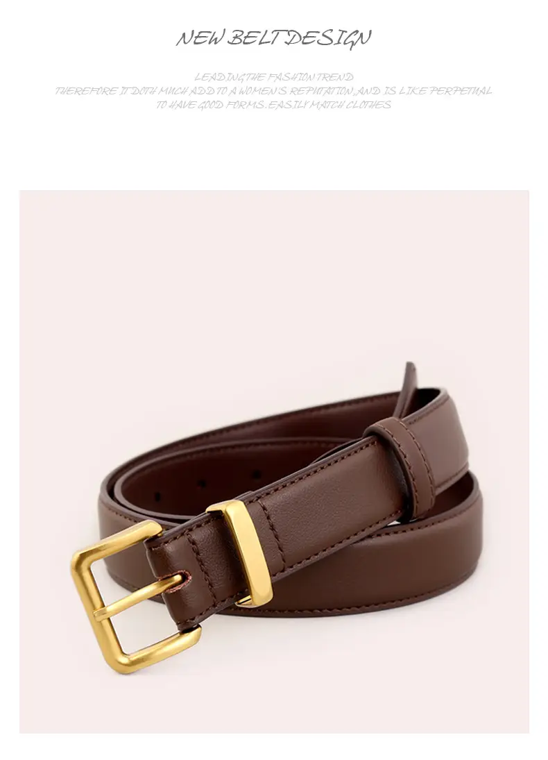 Maroon Genuine Leather Belt with Gold Buckle — feature 26