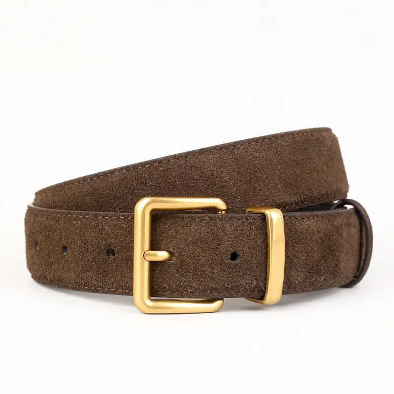 Maroon Genuine Leather Belt with Gold Buckle - Image 11