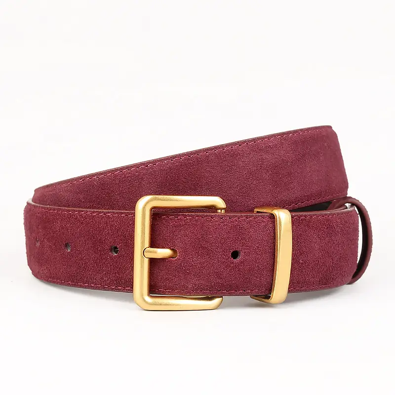Maroon Genuine Leather Belt with Gold Buckle - Image 13