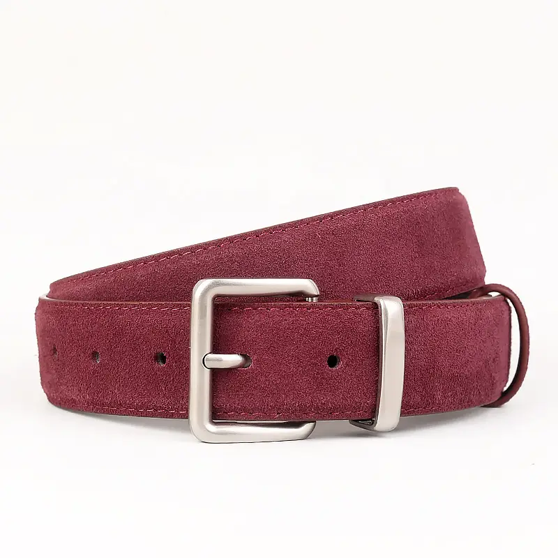 Maroon Genuine Leather Belt with Gold Buckle - Image 17
