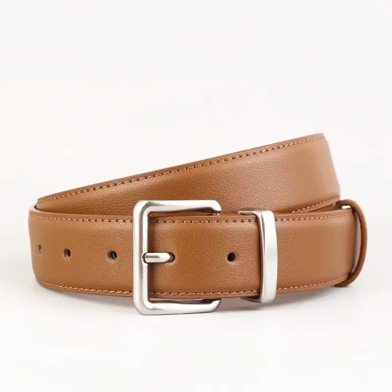 Maroon Genuine Leather Belt with Gold Buckle - Image 8