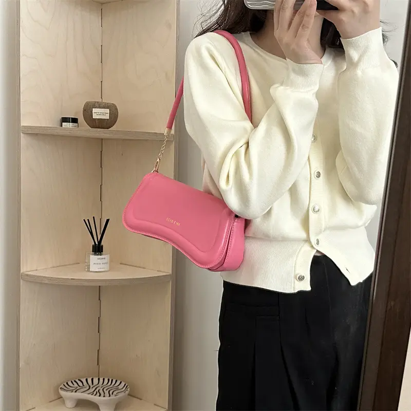 Light Brown Textuous Shoulder Bag for Women Winter New Fashion - Image 8