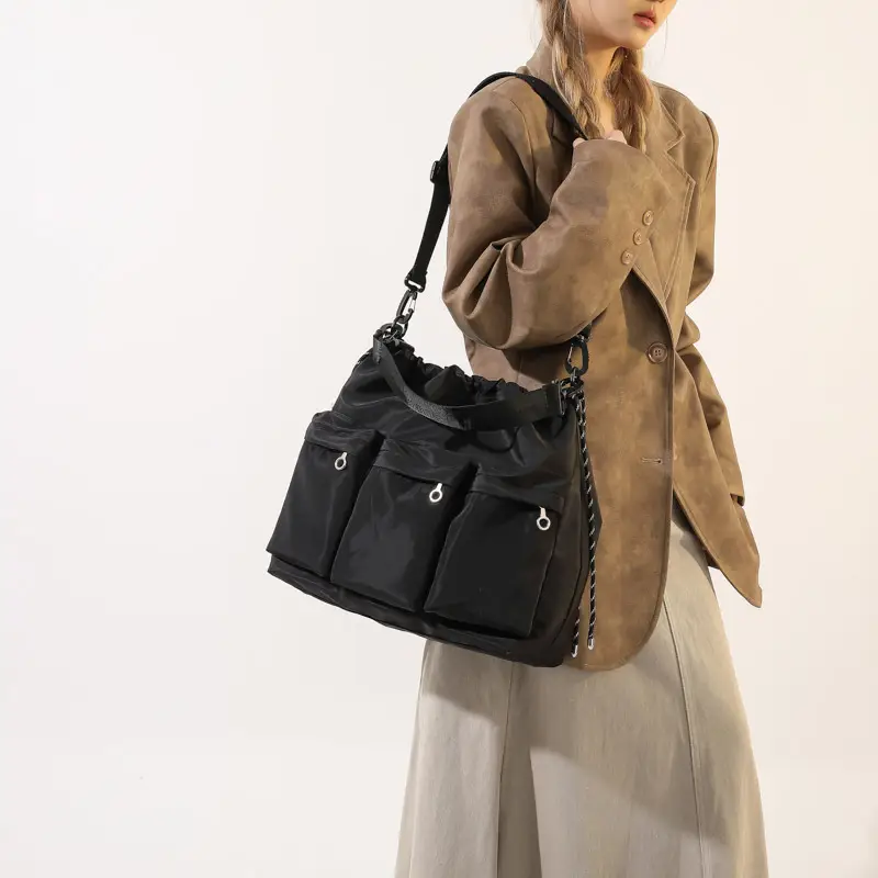 Olive Green Drawstring Tote Bag for Women 2023 Winter - Image 6