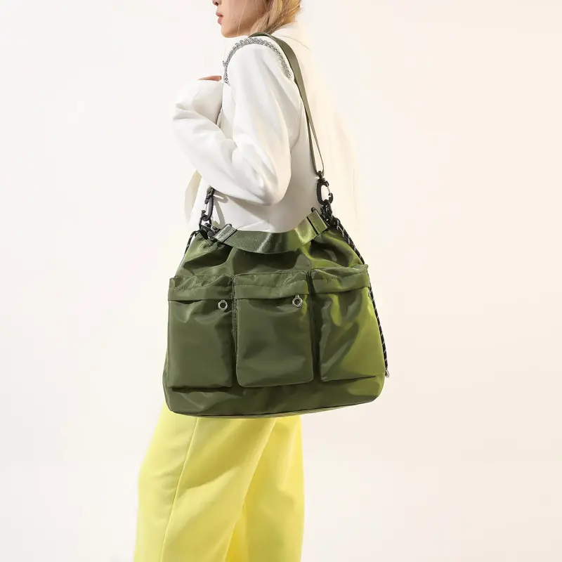 Olive Green Drawstring Tote Bag for Women 2023 Winter - Image 7