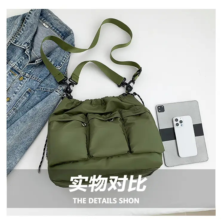 Olive Green Drawstring Tote Bag for Women 2023 Winter — feature 6