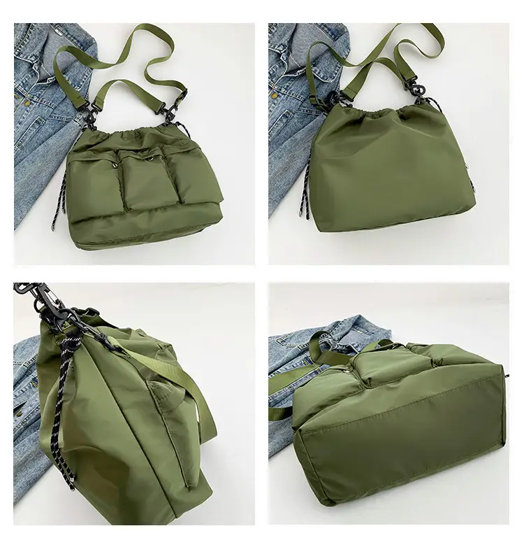 Olive Green Drawstring Tote Bag for Women 2023 Winter — feature 8