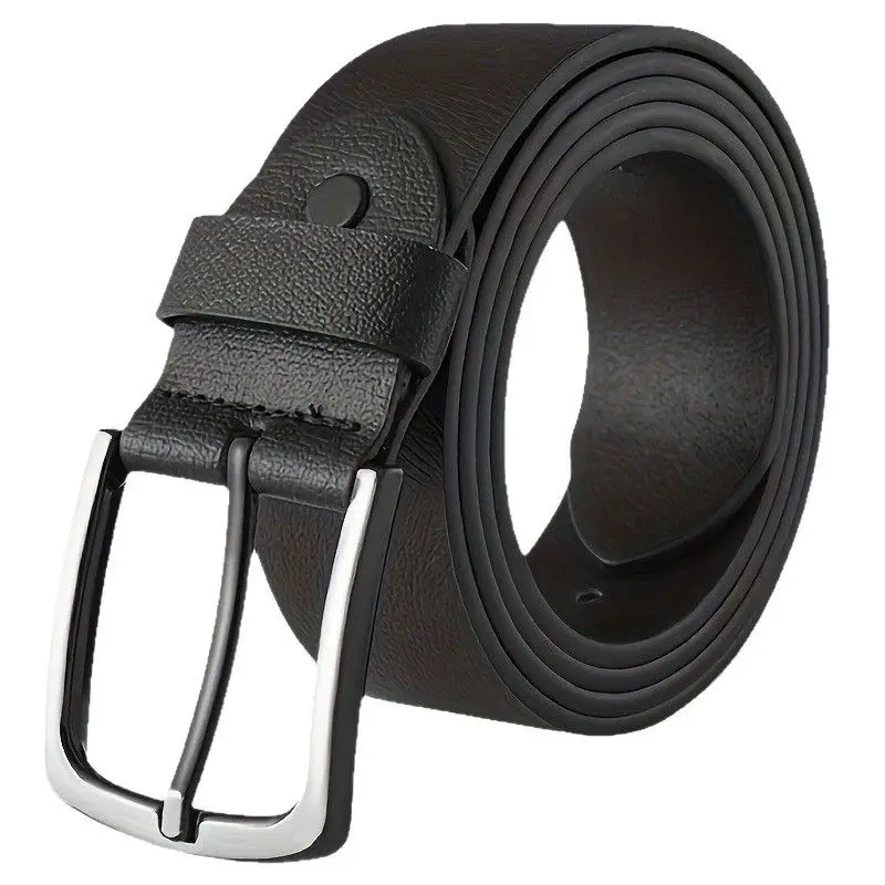Men's Black Genuine Leather Belt for Casual Dress Pants