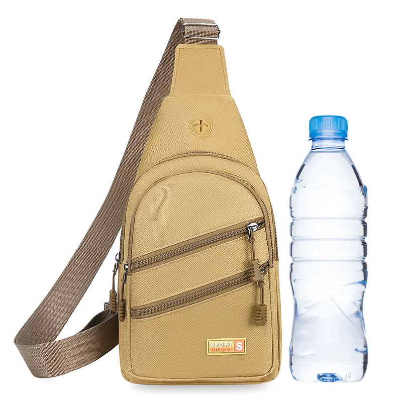 Men's Tan Crossbody Bag with Water Bottle - Image 5