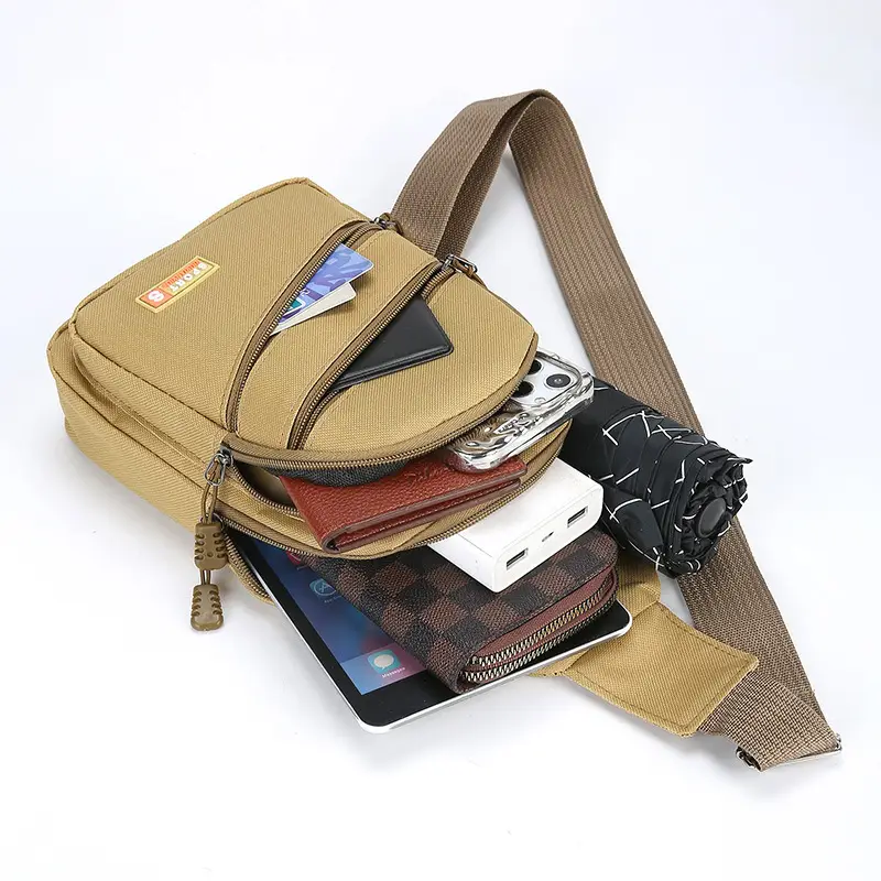 Men's Tan Crossbody Bag with Water Bottle - Image 6
