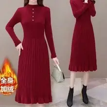 Women Turtleneck Belted Knit Dress Mid Length 2025 — feature 10